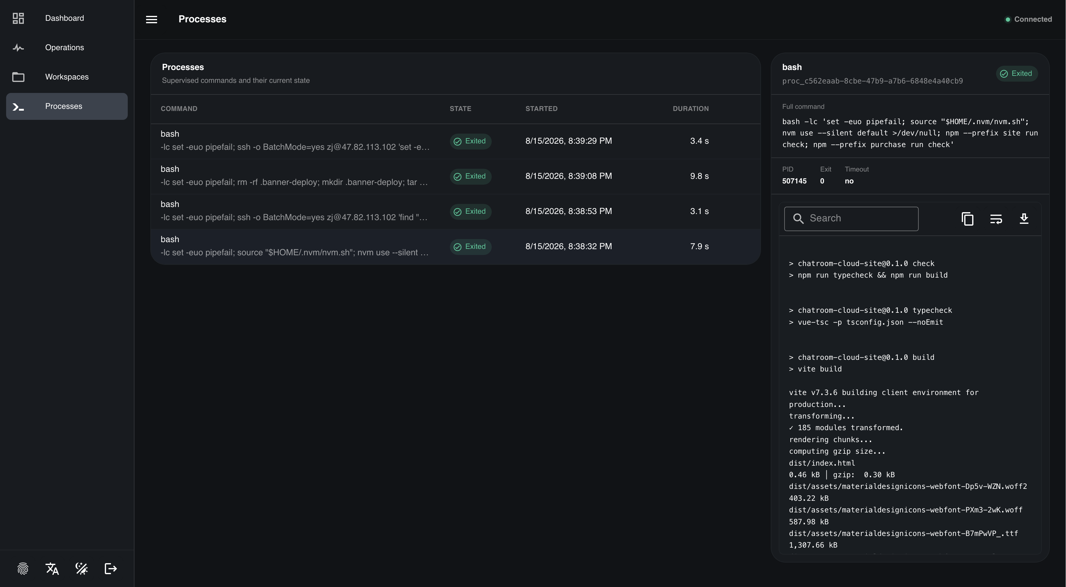 ChatRoom session interface